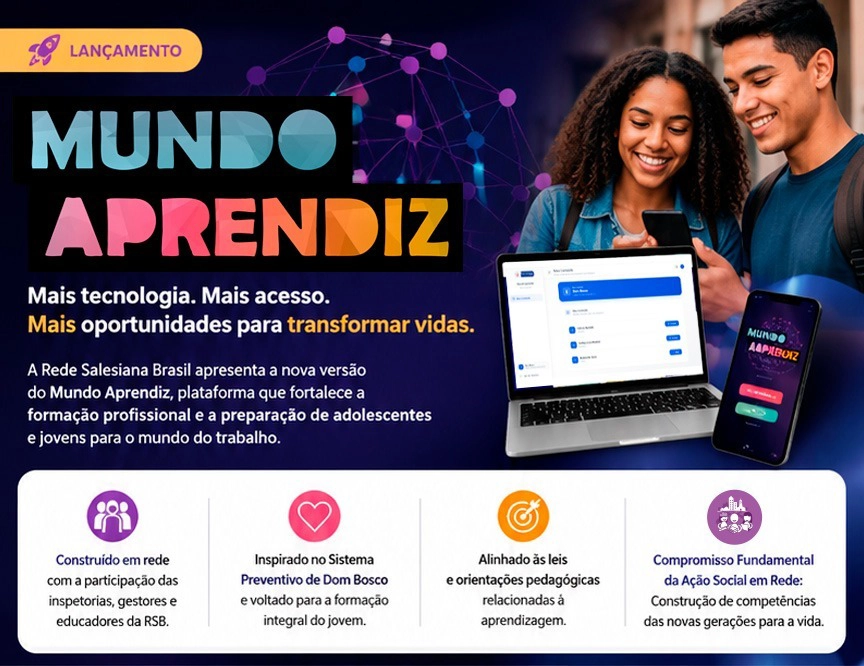 Rede Salesiana Brasil amplia formação profissional de jovens com nova versão do Mundo Aprendiz